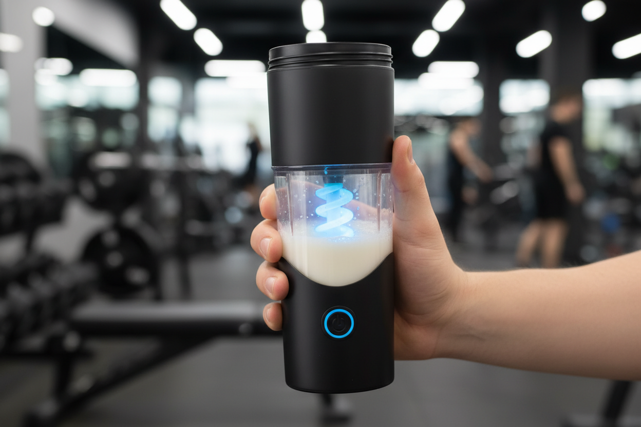 Vaso mezclador en uso en gimnasio